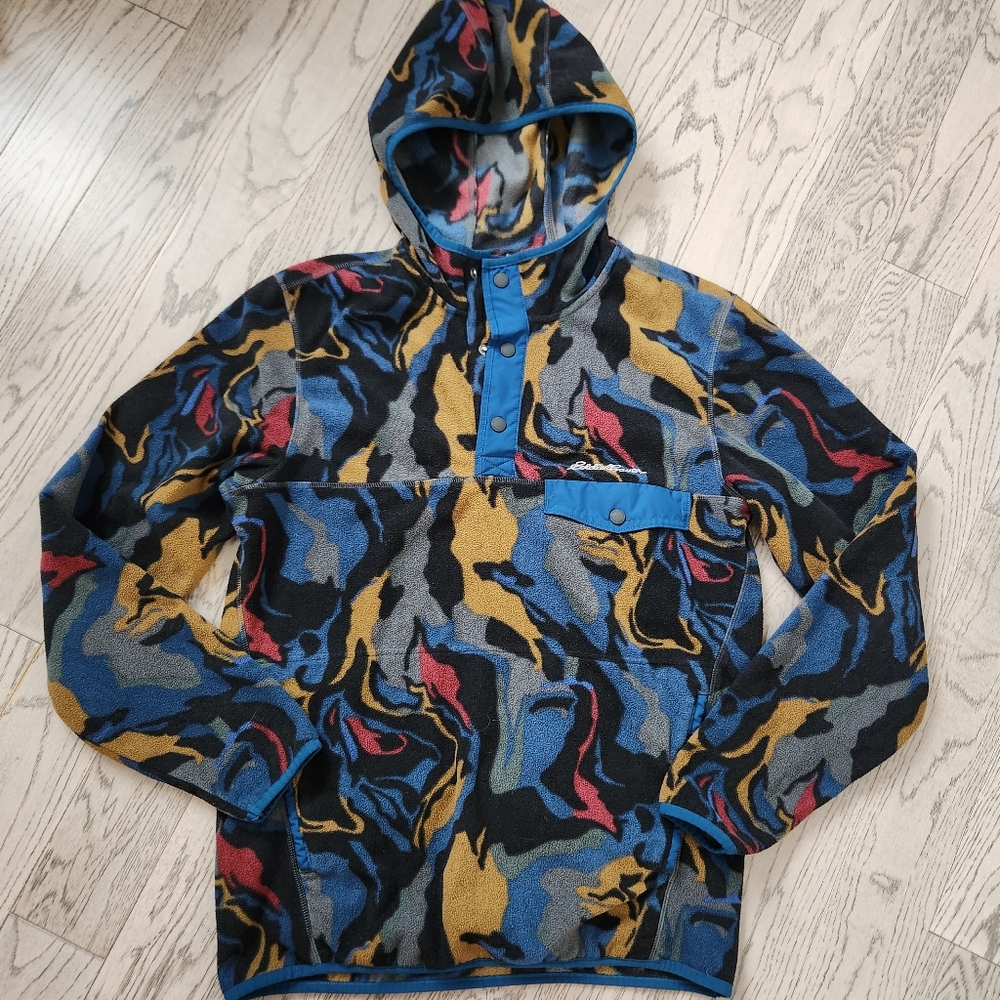 Eddie Bauer snap T fleece camo hoodie
